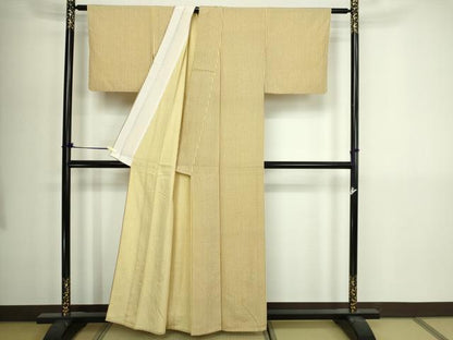 平和屋着物▽上質な小紋　単衣　変わり格子　正絹　逸品　DABI4630sf