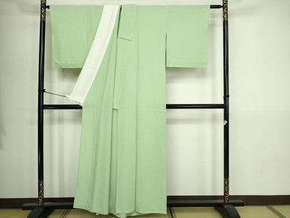 平和屋着物▽上質な色無地　単衣　裏葉柳色　正絹　逸品　DABI4637sf