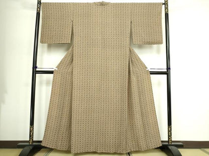 平和屋着物▽上質な小紋　単衣　松葉文　正絹　逸品　DABI4638sf