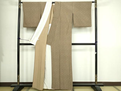 平和屋着物▽上質な小紋　単衣　松葉文　正絹　逸品　DABI4638sf