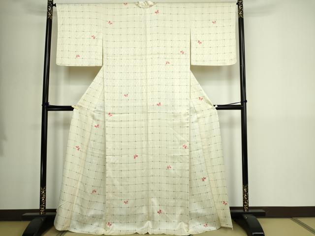 平和屋着物▽上質な小紋　単衣　舞蝶文　正絹　逸品　DABI4640sf