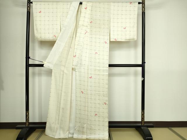 平和屋着物▽上質な小紋　単衣　舞蝶文　正絹　逸品　DABI4640sf