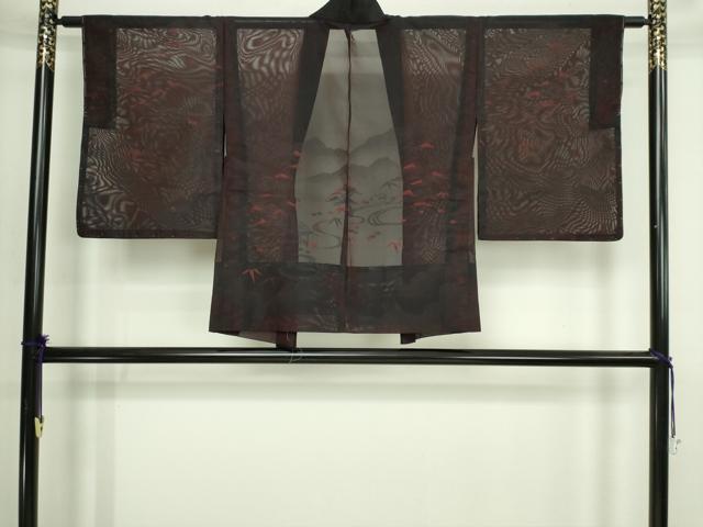 平和屋着物▽羽織　スリーシーズン　春夏秋　塵除け　風景文　正絹　逸品　DABI4647sf