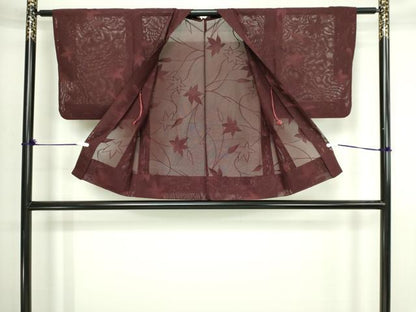 平和屋着物▽羽織　スリーシーズン　春夏秋　塵除け　枝葉文　正絹　逸品　DABI4650sf