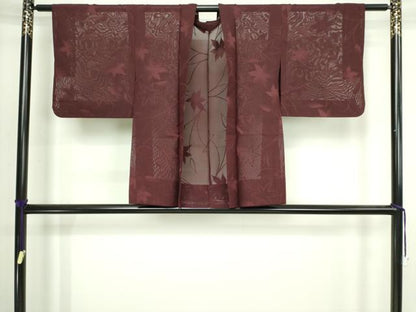 平和屋着物▽羽織　スリーシーズン　春夏秋　塵除け　枝葉文　正絹　逸品　DABI4650sf