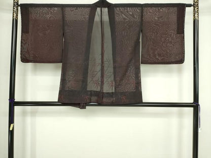 平和屋着物▽羽織　スリーシーズン　春夏秋　塵除け　笹竹文　正絹　逸品　DABI4651sf