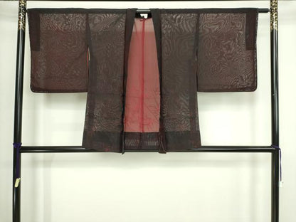 平和屋着物▽羽織　スリーシーズン　春夏秋　塵除け　笹竹文　正絹　逸品　DABI4651sf