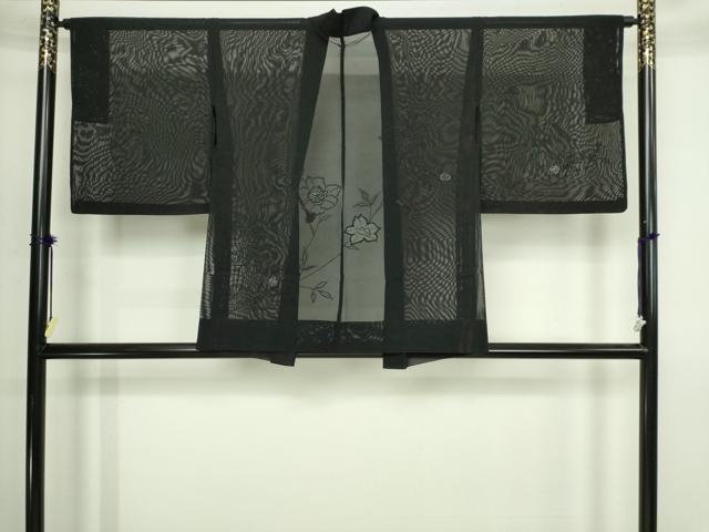 平和屋着物▽羽織　スリーシーズン　春夏秋　塵除け　刺繍　枝花文　正絹　逸品　DABI4652sf