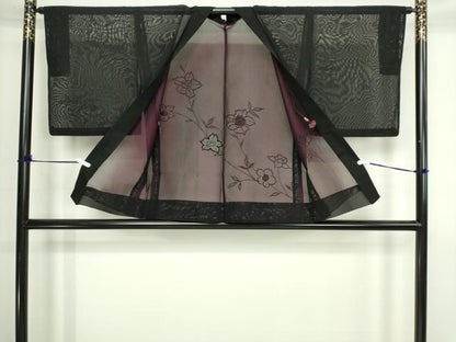 平和屋着物▽羽織　スリーシーズン　春夏秋　塵除け　刺繍　枝花文　正絹　逸品　DABI4652sf