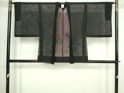 平和屋着物▽羽織　スリーシーズン　春夏秋　塵除け　刺繍　枝花文　正絹　逸品　DABI4652sf