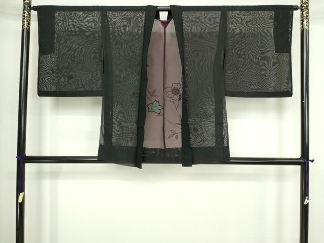 平和屋着物▽羽織　スリーシーズン　春夏秋　塵除け　刺繍　枝花文　正絹　逸品　DABI4652sf