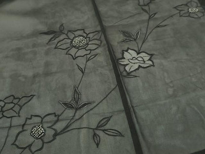 平和屋着物▽羽織　スリーシーズン　春夏秋　塵除け　刺繍　枝花文　正絹　逸品　DABI4652sf