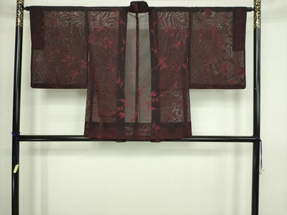 平和屋着物▽羽織　スリーシーズン　春夏秋　塵除け　枝葉文　正絹　逸品　DABI4654sf