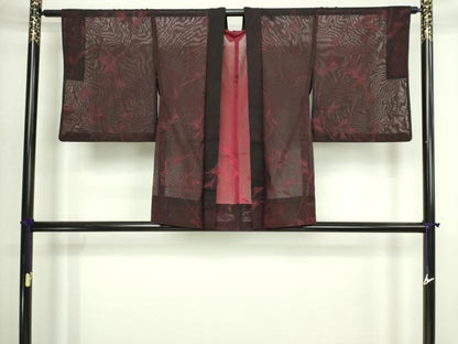 平和屋着物▽羽織　スリーシーズン　春夏秋　塵除け　枝葉文　正絹　逸品　DABI4654sf
