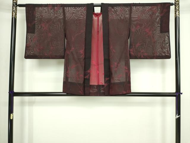 平和屋着物▽羽織　スリーシーズン　春夏秋　塵除け　枝葉文　正絹　逸品　DABI4654sf