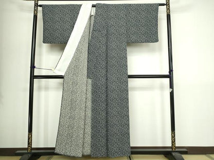 平和屋着物▽江戸小紋　単衣　草花文　正絹　逸品　DABI4659sf
