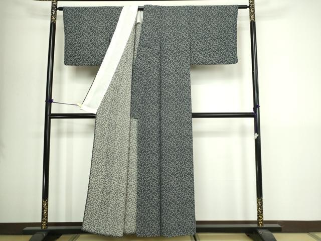 平和屋着物▽江戸小紋　単衣　草花文　正絹　逸品　DABI4659sf