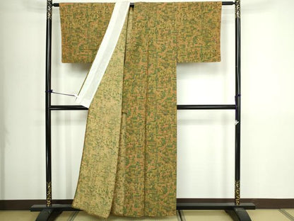 平和屋着物▽小紋　単衣　風景文　洗える着物　DABI4660sf