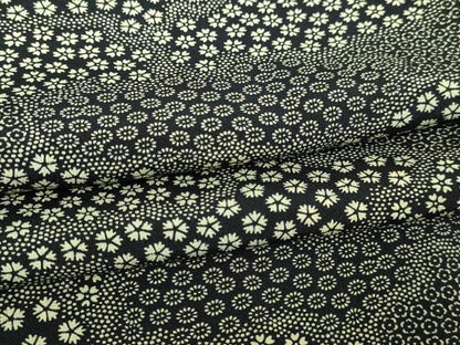 平和屋着物▽江戸小紋　単衣　小花尽くし文　黒地　正絹　逸品　DABI4661sf
