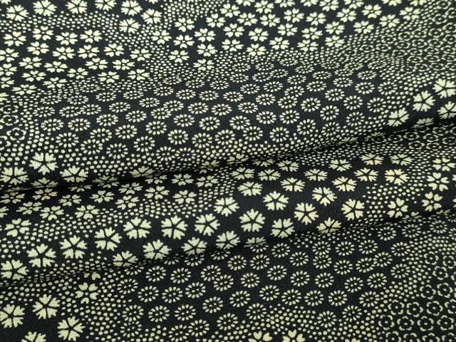 平和屋着物▽江戸小紋　単衣　小花尽くし文　黒地　正絹　逸品　DABI4661sf