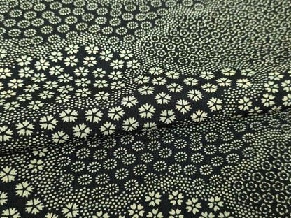 平和屋着物▽江戸小紋　単衣　小花尽くし文　黒地　正絹　逸品　DABI4661sf