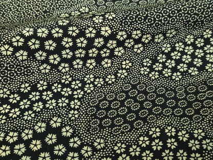 平和屋着物▽江戸小紋　単衣　小花尽くし文　黒地　正絹　逸品　DABI4661sf