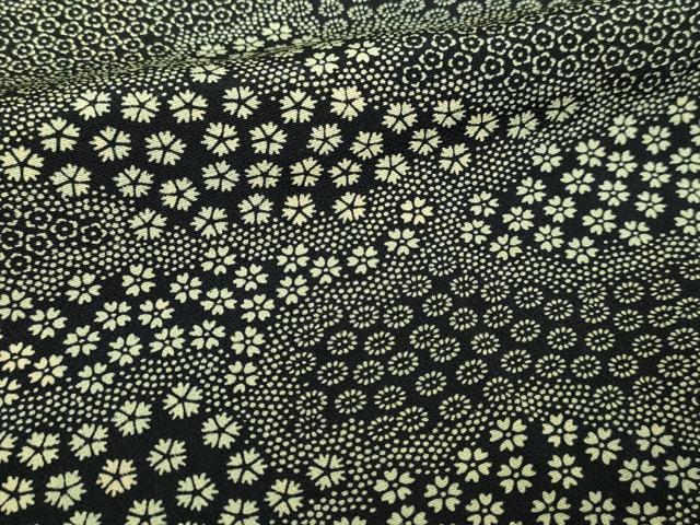 平和屋着物▽江戸小紋　単衣　小花尽くし文　黒地　正絹　逸品　DABI4661sf