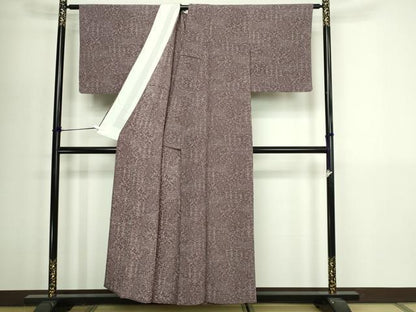 平和屋着物▽上質な小紋　単衣　更紗花文　正絹　逸品　DABI4664sf