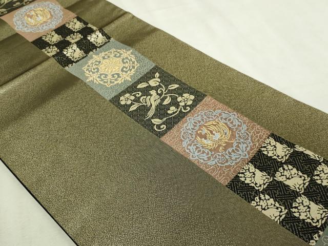 平和屋着物▼六通柄袋帯　花唐草文　優美　金糸　鈴乃屋扱い　正絹　逸品　DABI4668sf