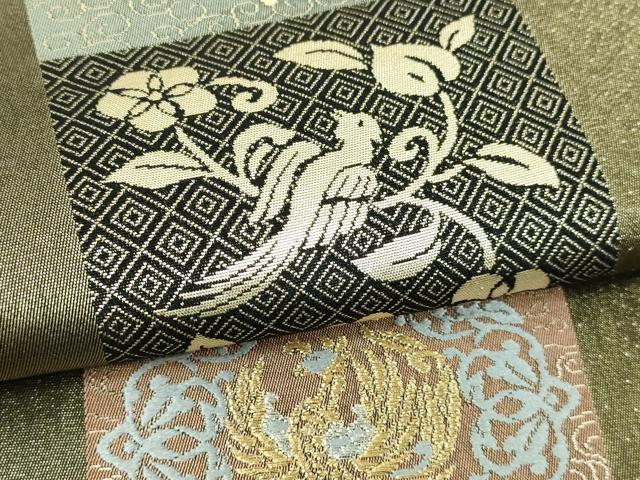 平和屋着物▼六通柄袋帯　花唐草文　優美　金糸　鈴乃屋扱い　正絹　逸品　DABI4668sf