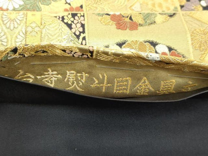 平和屋着物▼六通柄袋帯　高台寺熨斗目金具文　室町時代　正絹　逸品　DABI4670sf