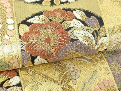 平和屋着物▼六通柄袋帯　高台寺熨斗目金具文　室町時代　正絹　逸品　DABI4670sf