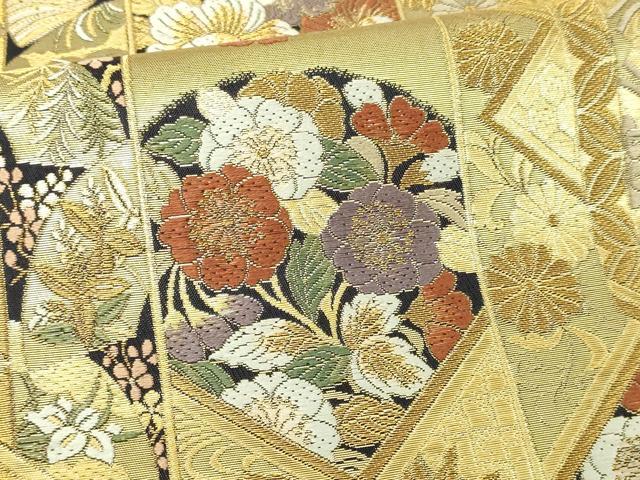 平和屋着物▼六通柄袋帯　高台寺熨斗目金具文　室町時代　正絹　逸品　DABI4670sf