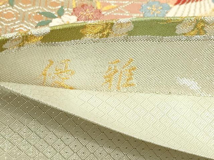 平和屋本店▼佐賀錦　六通柄袋帯　飛鶴花鳥文　優雅　純金箔二重織　正絹　逸品　DABI4676sf