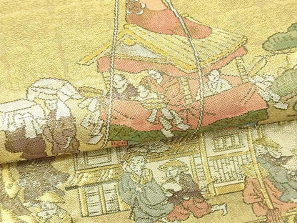 平和屋本店▼佐賀錦　六通柄袋帯　祇園巡行図　本金箔　正絹　逸品　DABI4677sf