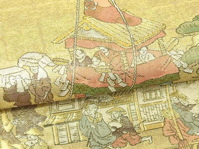 平和屋本店▼佐賀錦　六通柄袋帯　祇園巡行図　本金箔　正絹　逸品　DABI4677sf