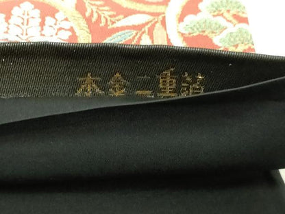 平和屋本店▼六通柄袋帯　唐織　珀絞錦　鳳凰地紙花文　本金二重箔　正絹　逸品　DABI4678sf