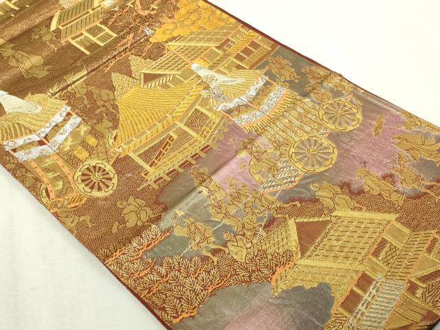 平和屋本店▼六通柄袋帯　祇園祭風景　二重箔　純金箔使用　正絹　逸品　DABI4679sf