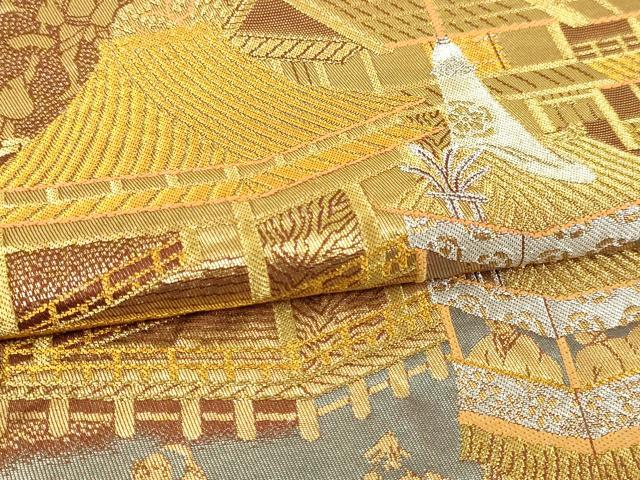 平和屋本店▼六通柄袋帯　祇園祭風景　二重箔　純金箔使用　正絹　逸品　DABI4679sf