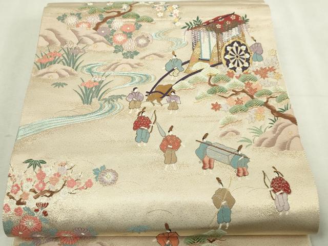 平和屋本店▼六通柄袋帯　京洛葵祭文　九百錦本金入　正絹　逸品　DABI4680sf