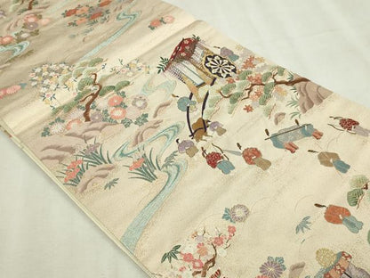 平和屋本店▼六通柄袋帯　京洛葵祭文　九百錦本金入　正絹　逸品　DABI4680sf