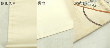 平和屋本店▼六通柄袋帯　光琳扇絵集　純金箔　正絹　逸品　DABI4683sf