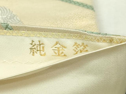 平和屋本店▼六通柄袋帯　光琳扇絵集　純金箔　正絹　逸品　DABI4683sf