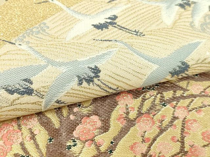 平和屋本店▼六通柄袋帯　光琳扇絵集　純金箔　正絹　逸品　DABI4683sf