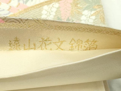 平和屋本店▼六通柄袋帯　唐織　遠山花文錦箔　純金箔　正絹　逸品　DABI4686sf