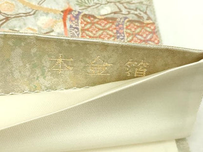 平和屋本店▼六通柄袋帯　寛文遠山鳥文　本金箔　正絹　逸品　DABI4689sf