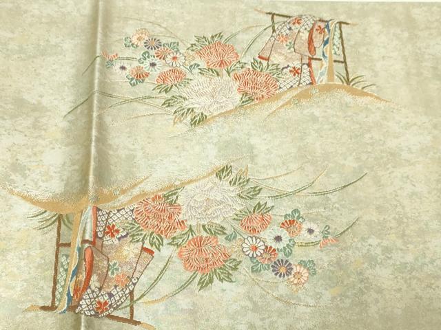 平和屋本店▼六通柄袋帯　寛文遠山鳥文　本金箔　正絹　逸品　DABI4689sf