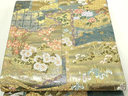 平和屋本店▼六通柄袋帯　華苑祥授錦　本金二重織　正絹　逸品　DABI4698sf
