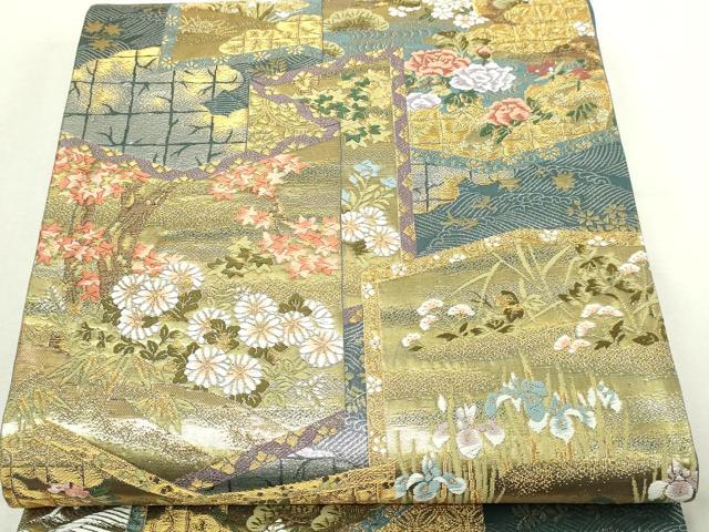 平和屋本店▼六通柄袋帯　華苑祥授錦　本金二重織　正絹　逸品　DABI4698sf