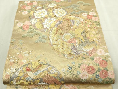 平和屋本店▼六通柄袋帯　麗姿芳薫丸文　本金箔　正絹　逸品　DABI4701sf